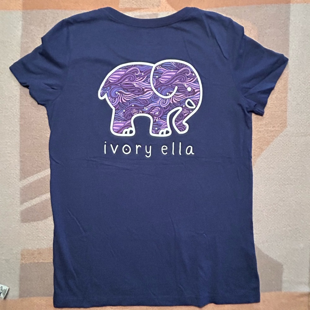Ladies Ivory Ella navy blue Short sleeved T shirt size medium. - Picture 3 of 9
